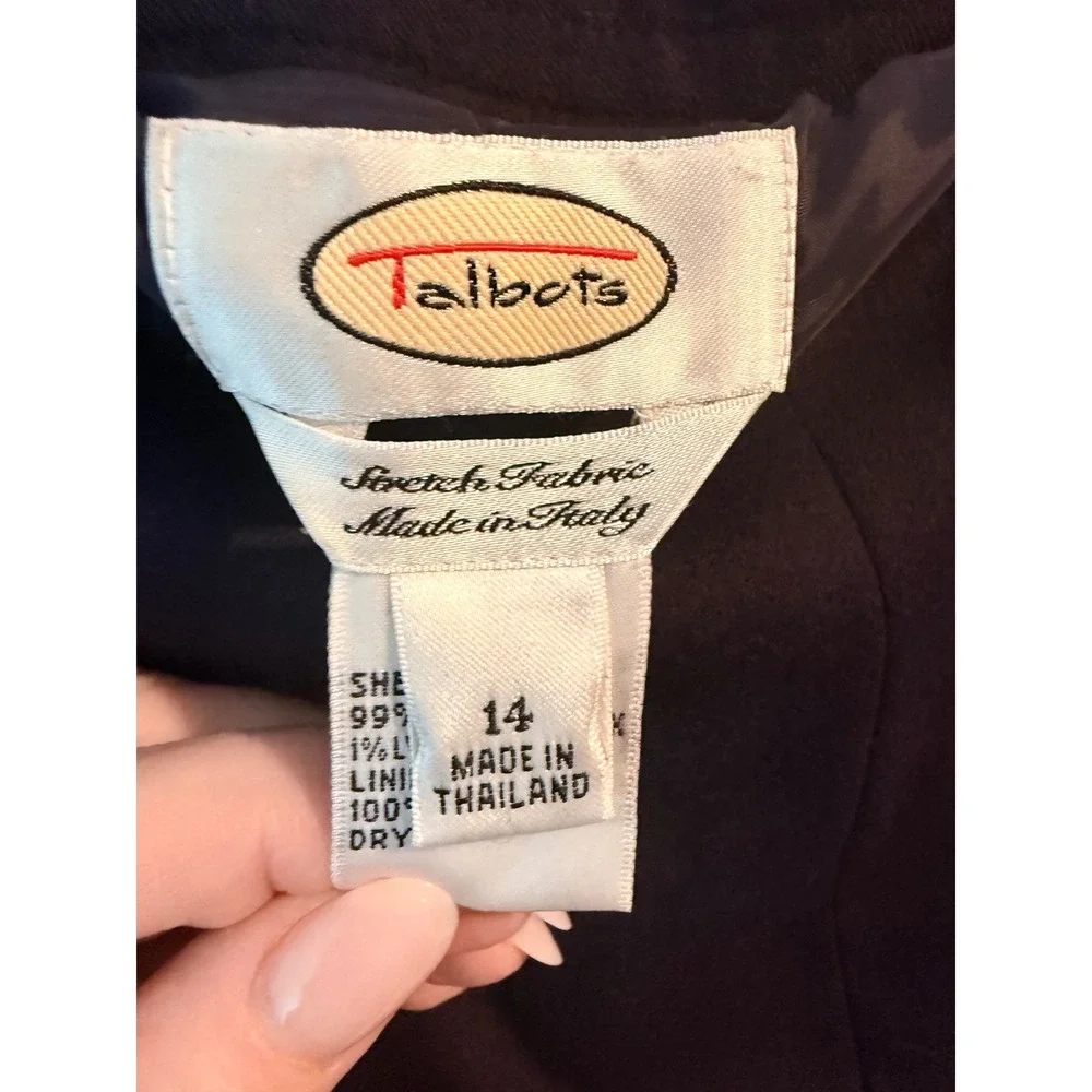 Talbots Womens Navy Blue Italian Stretch Wool Blend Midi Pencil Skirt Size 14 - Picture 6 of 9